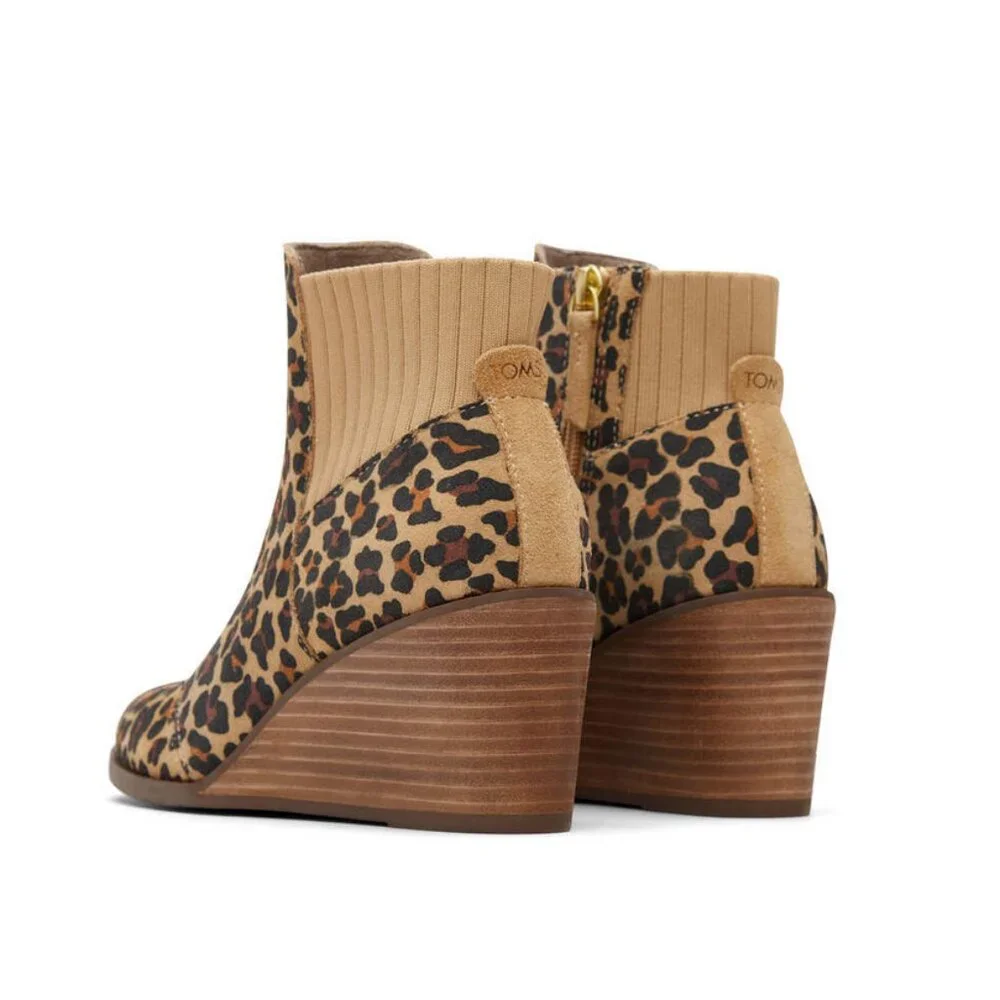 TOMS Sadie Suede Wedge in Leopard